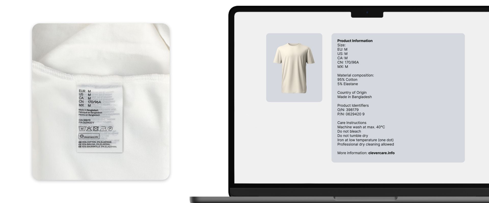 Beispiel f&uuml;r GPSR-Bekleidungsetiketten-Informationen