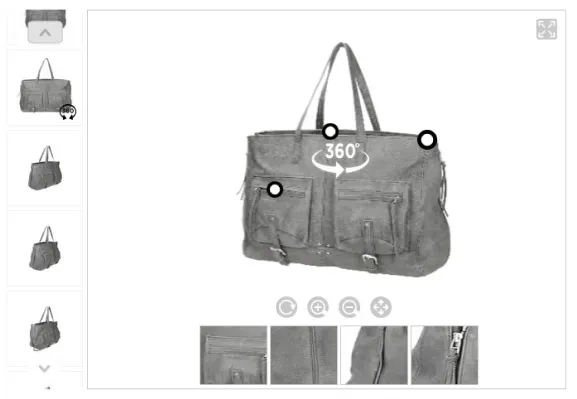 360 Product Spin View of a Grey Leather Bag