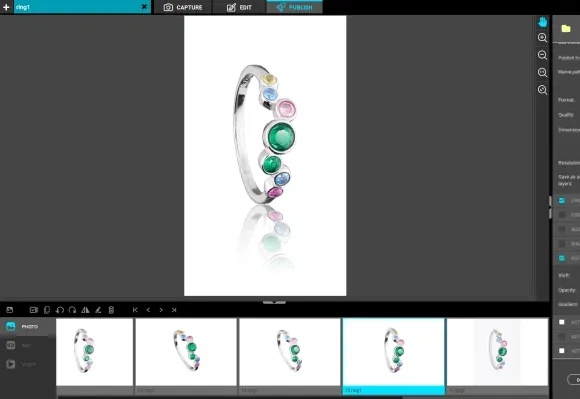 Jewelry Product Photo Editing Screen